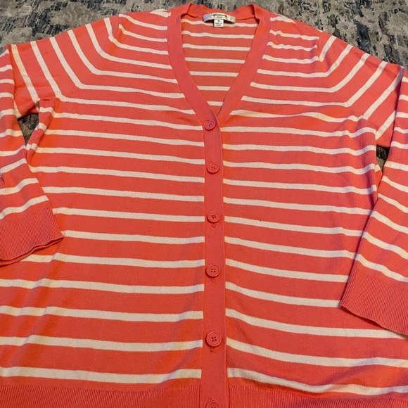 New• Liz Claiborne Striped Button Up Cardigan: Medium - Picture 3 of 8